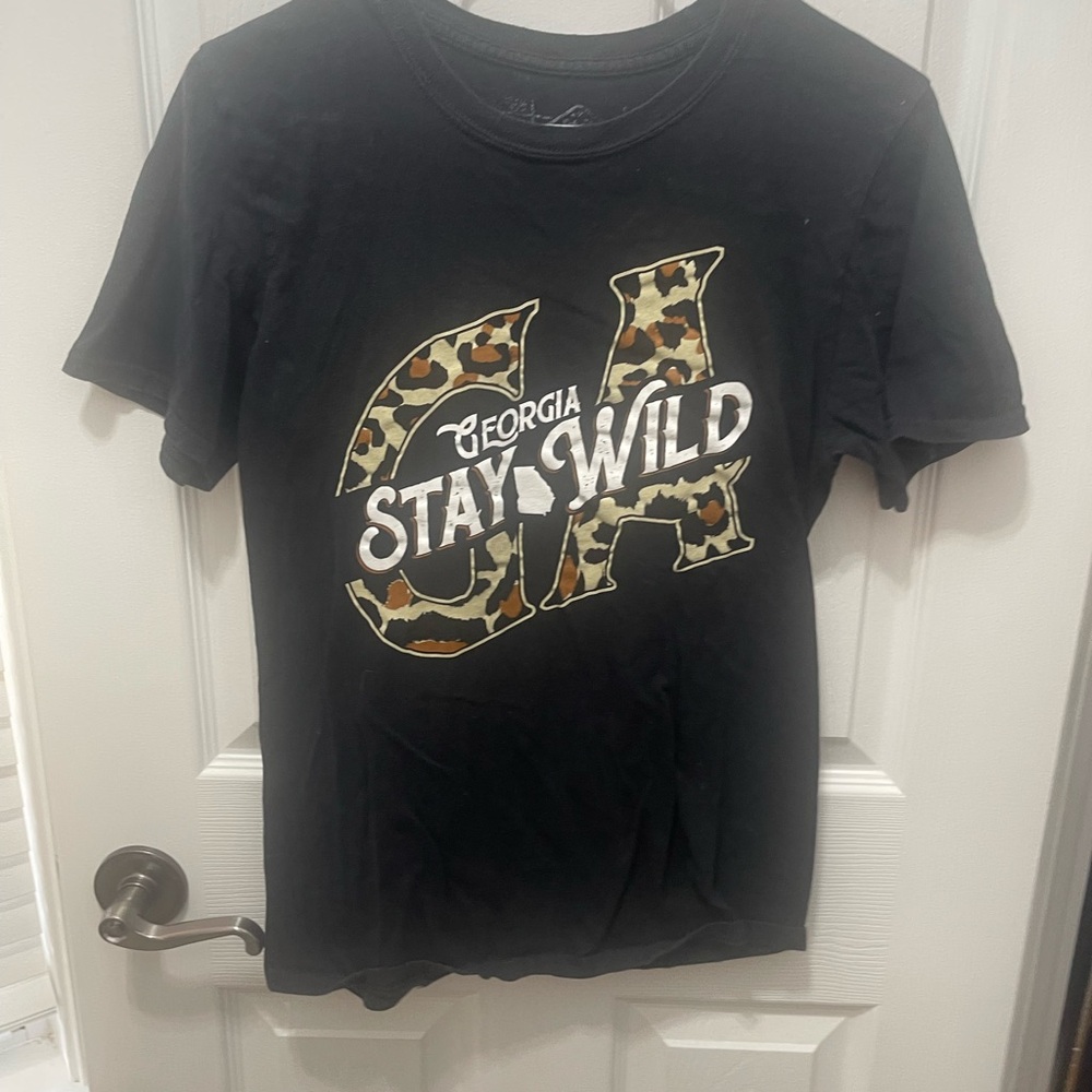 'Stay Wild' Short-Sleeve Tee - Black with Camo Print